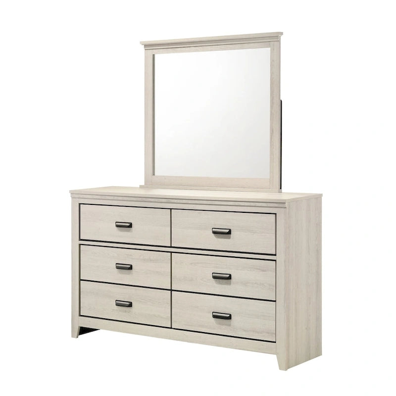 Edyth 5 Piece White LED Panel Bedroom Set