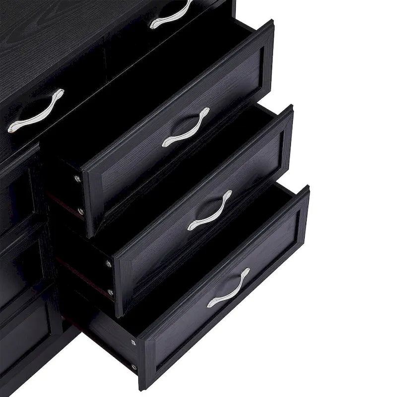 47.56W 9-drawers Bedroom long wood chest of dresser