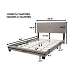 Queen Size Adjustable Upholstered Bed Frame Stain Resistant Cleans Up With A Light Wipe Simple Design Suitable For Any Room