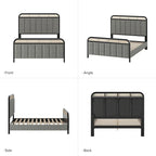 Alphons Modern Solid Wood Frame Ratten Bed with LED Headboard by HULALA HOME