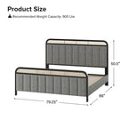 Alphons Modern Solid Wood Frame Ratten Bed with LED Headboard by HULALA HOME