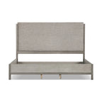 Furniture of America Cruz Contemporary Gray Solid Wood Panel Bed Frame with Upholstered Headboard
