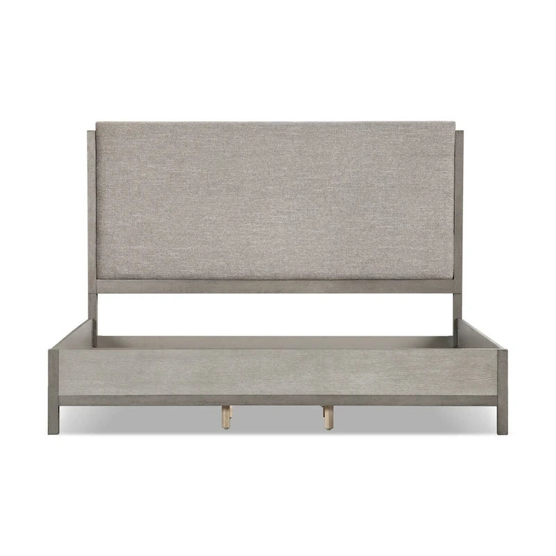 Furniture of America Cruz Contemporary Gray Solid Wood Panel Bed Frame with Upholstered Headboard