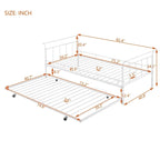 Twin Size Metal Daybed with Curved Handle Design and Twin Size Trundle