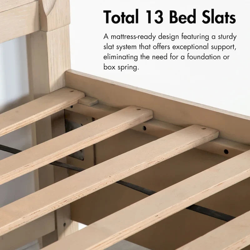 Furniture of America Drayden Transitional Oak Solid Wood 3-Piece Bed and 2 Nightstand Bedroom Set