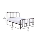 Ken King Size Metal Bed, Ball Accents on Vertical Slats, Antique Bronze