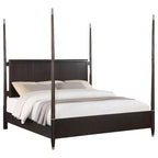 Amber Queen Size Poster Bed, Floating Headboard with Low Footboard, Brown