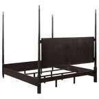 Amber Queen Size Poster Bed, Floating Headboard with Low Footboard, Brown