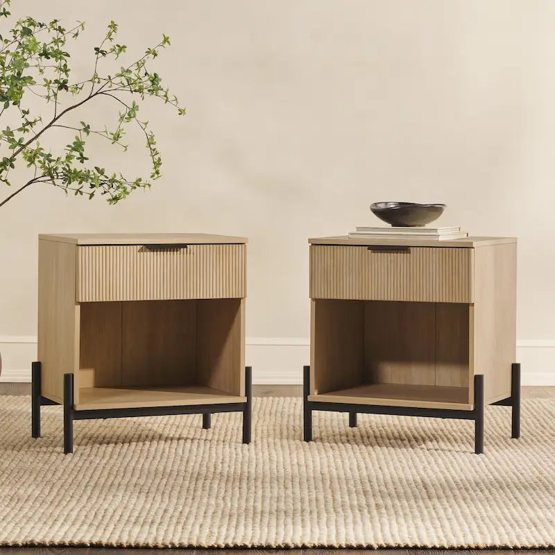 Middlebrook Designs Modern Fluted-Drawer Nightstand (Set of 2)