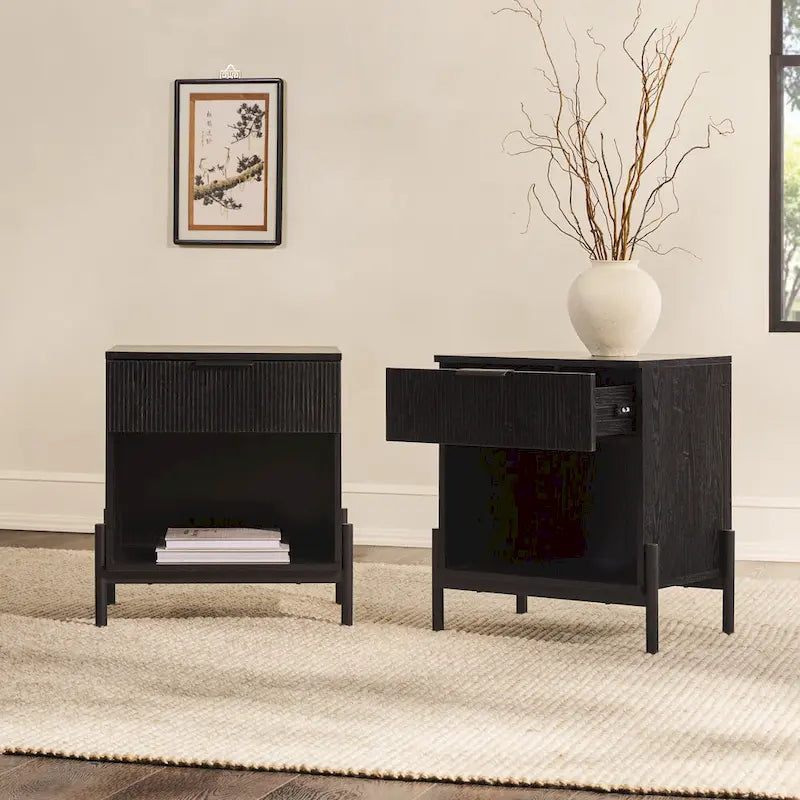 Middlebrook Designs Modern Fluted-Drawer Nightstand (Set of 2)