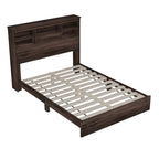 Vintage Platform Bed, with Storage Headboard and Charging Station