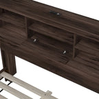 Vintage Platform Bed, with Storage Headboard and Charging Station