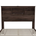 Vintage Platform Bed, with Storage Headboard and Charging Station
