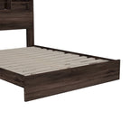 Vintage Platform Bed, with Storage Headboard and Charging Station