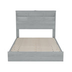Vintage Platform Bed, with Storage Headboard and Charging Station
