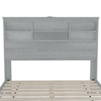 Vintage Platform Bed, with Storage Headboard and Charging Station