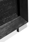 Alaric Modern Black Solid Wood Panel Bed with LED Light Headboard