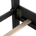 Alaric Modern Black Solid Wood Panel Bed with LED Light Headboard