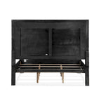 Alaric Modern Black Solid Wood Panel Bed with LED Light Headboard