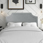 Adeco Fabric Upholstered Headboard with Nailhead for Queen Bed