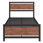 Roomfitters Twin Size Platform Bed, Metal and Wood Bed Frame with Headboard and Footboard