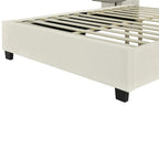 Queen Size Velvet Upholstered Platform Bed with Big Headboard