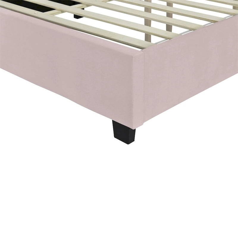 Queen Size Velvet Upholstered Platform Bed with Big Headboard