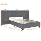 Queen Size Velvet Upholstered Platform Bed with Big Headboard