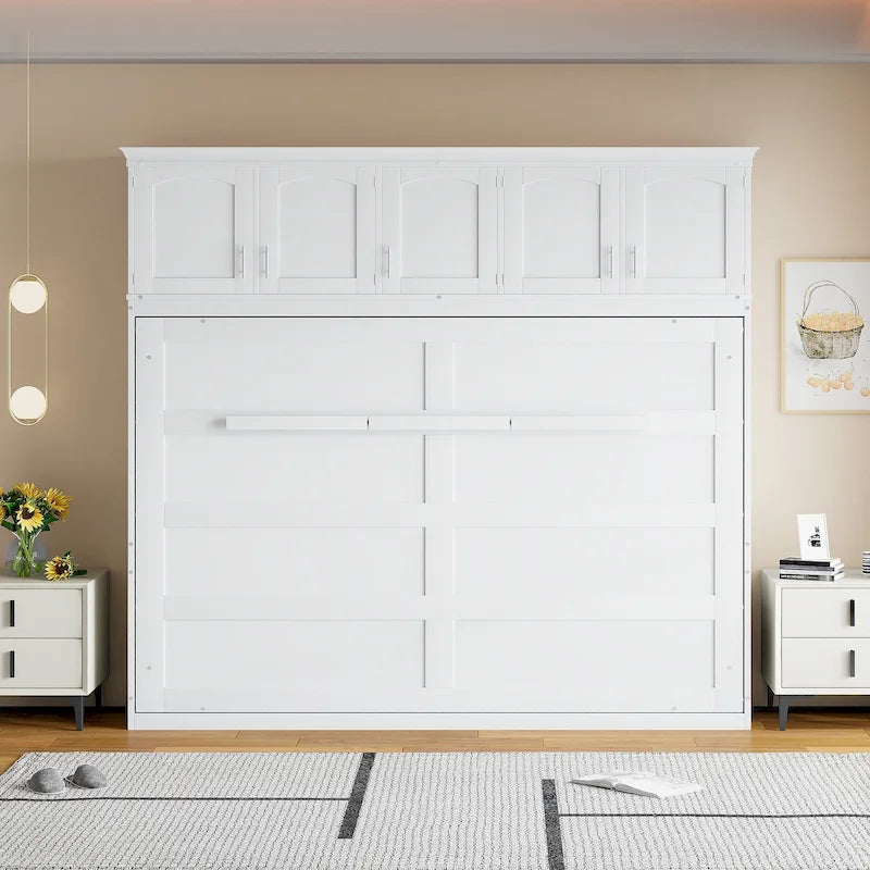 Queen Size Murphy Bed Wall Bed with Top Cabinets