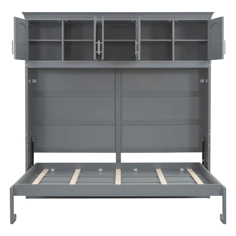 Queen Size Murphy Bed Wall Bed with Top Cabinets