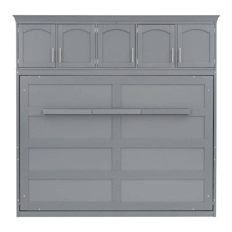 Queen Size Murphy Bed Wall Bed with Top Cabinets