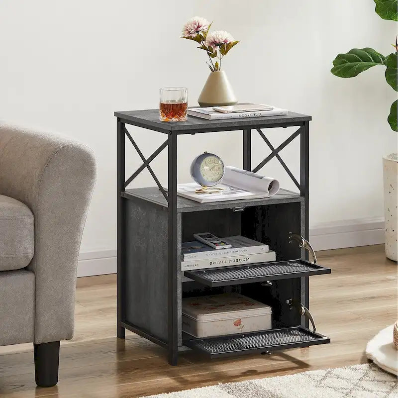 Javlergo Nightstand with 2 Drawers and Storage Shelf for Bedroom, Small Night Stands, Bed Side Table