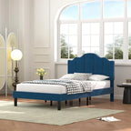 Javlergo Upholstered Platform Bed Frame with Adjustable Headboard, Wood Slat Support and Noise-Free, No Box Spring Needed