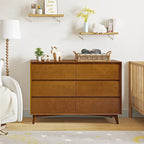 Raffaele Mid-century 6-Drawer Dresser with Solid Wood Legs by HULALA HOME