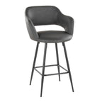 Porch & Den Vallen 26 Fixed-Height Faux Leather Counter Stool with Metal Legs & Square Footrest (Set of 2)