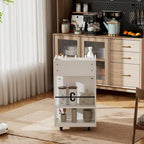 4 Tier Kitchen Island Cart with Spice Rack & Locking Casters,Simple Design Mobile Kitchen Storage Islands