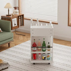 4 Tier Kitchen Island Cart with Spice Rack & Locking Casters,Simple Design Mobile Kitchen Storage Islands