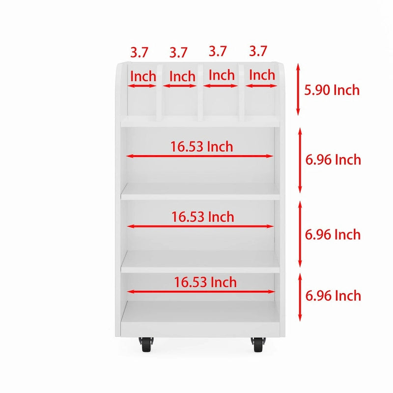 4 Tier Kitchen Island Cart with Spice Rack & Locking Casters,Simple Design Mobile Kitchen Storage Islands