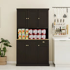 Kitchen storage cabinet with microwave stand and adjustable shelves