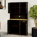 Kitchen storage cabinet with microwave stand and adjustable shelves