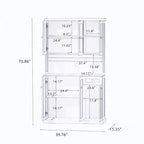Kitchen storage cabinet with microwave stand and adjustable shelves