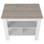 Kitchen Island Antibacterial Dozza, Three Shelves, Light Gray / White Finish