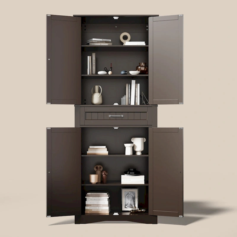 71Kitchen Pantry Storage Cabinet, Storage Cabinet Buffet, Freestanding Kitchen Storage Cabinet with 4 Adjustable Shelves