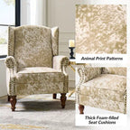 Ivan Traditional Animal Pattern Armchair with Nailhead Trim by HULALA HOME