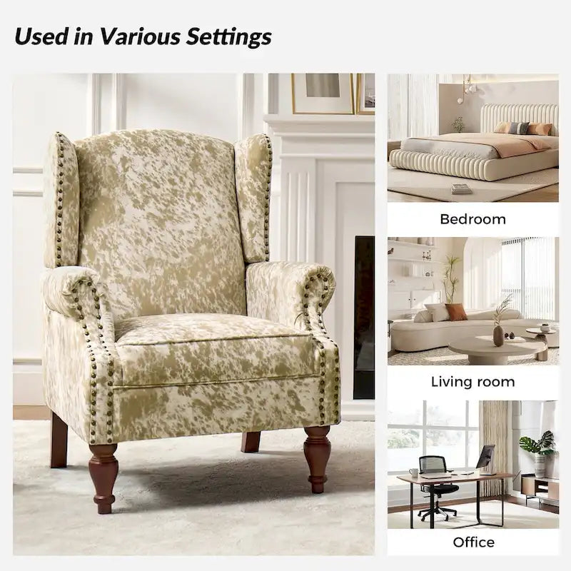 Ivan Traditional Animal Pattern Armchair with Nailhead Trim by HULALA HOME
