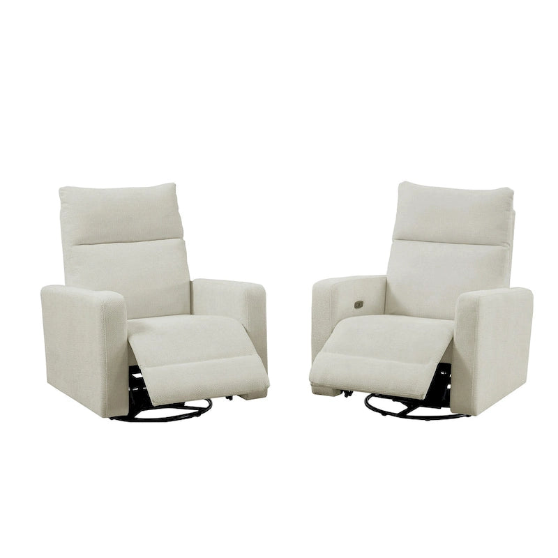 Olmas 33.5W Power Swivel Glider Recliner with USB Charger Set Of 2