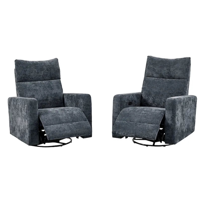 Olmas 33.5W Power Swivel Glider Recliner with USB Charger Set Of 2