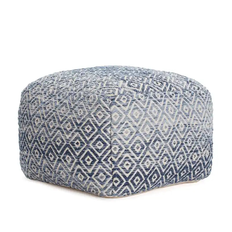 Jani Rhombus 22-inch Brown Square Pouf Ottoman - Handmade Footrest for Living Room, Bedroom, Nursery, Kidsroom