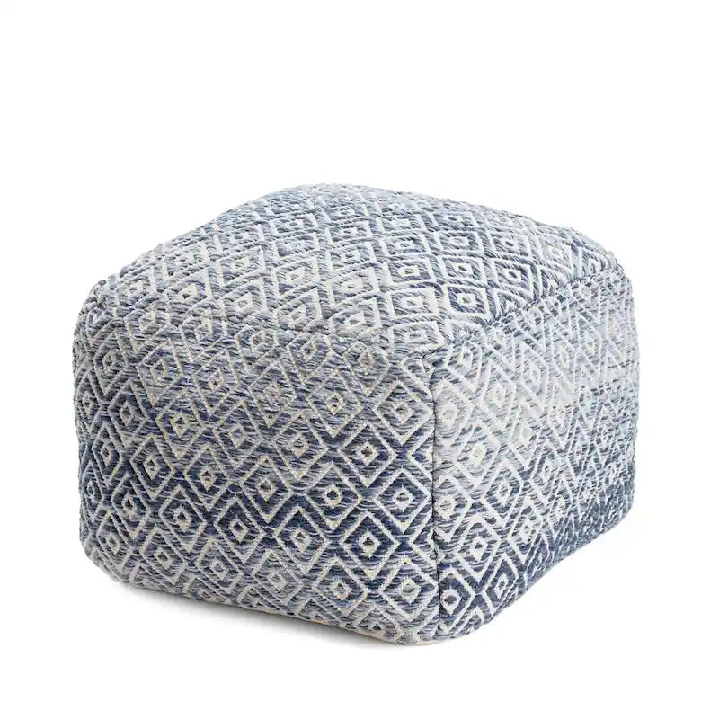Jani Rhombus 22-inch Brown Square Pouf Ottoman - Handmade Footrest for Living Room, Bedroom, Nursery, Kidsroom
