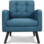 Yaheetech Mid Century Modern Fabric Arm Chair Tufted Accent Chair with Rubber Wooden Leg
